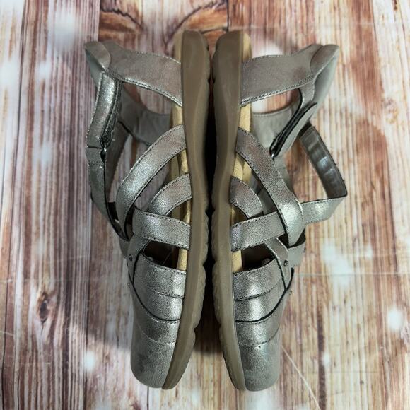 Clarks ELIZABELLE SEA Size 8.5 Bronze Metallic Leather Closed Toe Sandals Shoes - Picture 7 of 10
